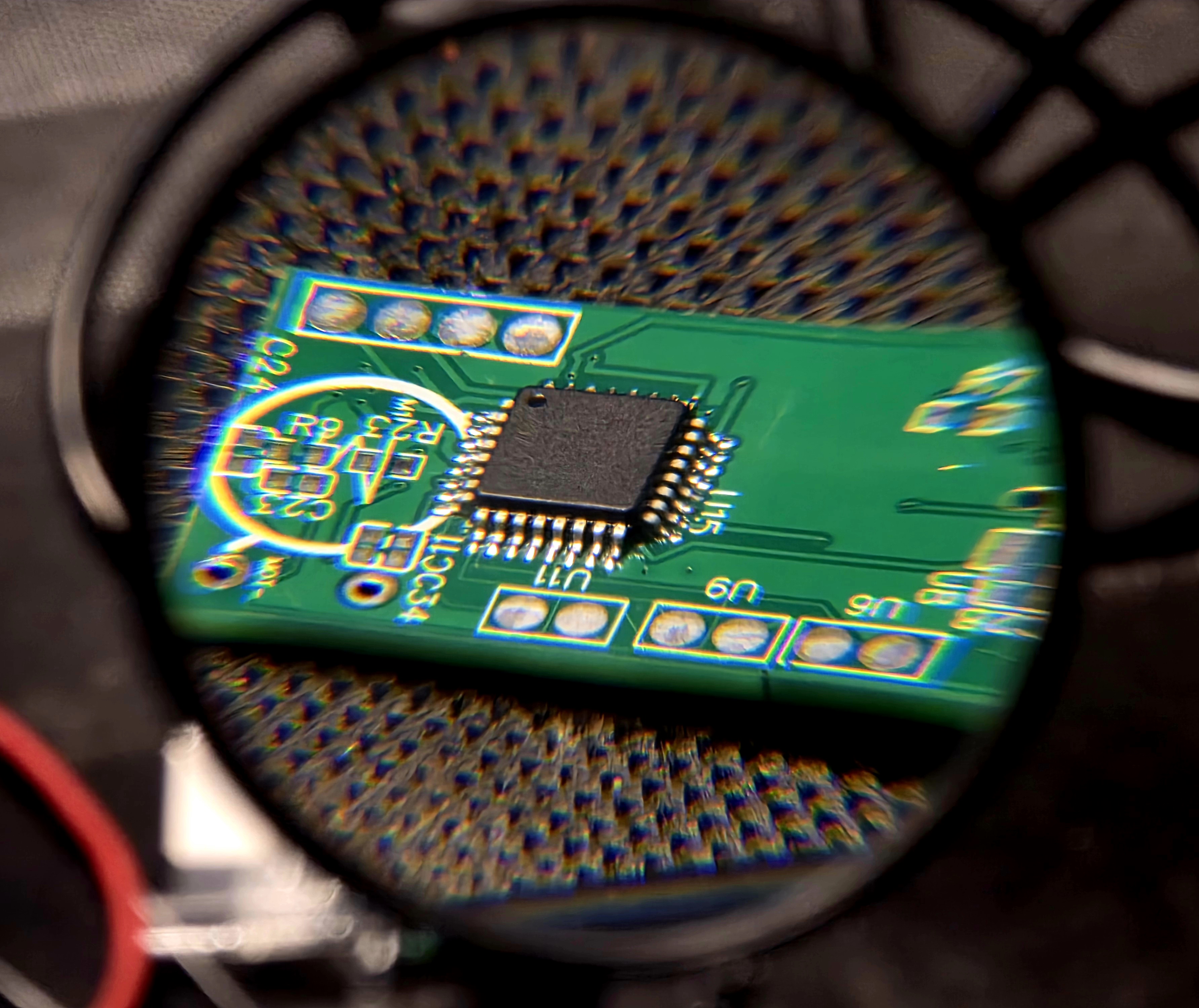 Creative tech workspace with circuit boards and tools